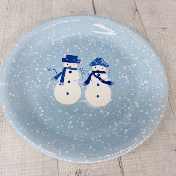 Home Target WINTER FROST Hand Painted Snowman Stoneware Blue Salad Plates Set 4 - Picture 6 of 16